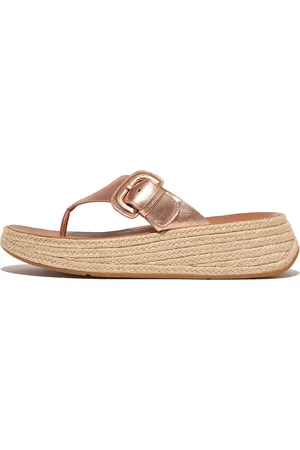 FitFlop F-Mode Espadrille Adj. Leather Flatform Toe-Thongs