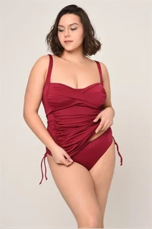 Merkloos Tankini- Badpak- Powder drape twist tankini met gedetailleerde plooitjes aan de zijkant 200-