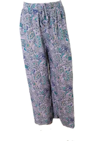 Merkloos Dames - Zomerbroek - Broek - Yoga Broek - Strand broek - Dames - Wide Leg - Comfort - Elastische Band - Kleur /Blauw/Groen/Beige
