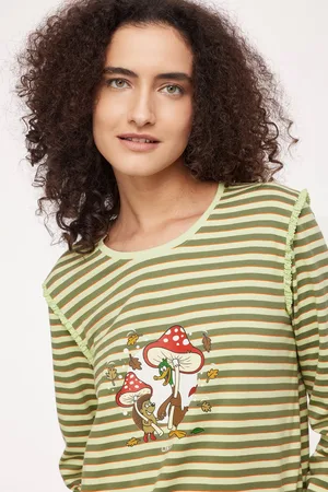 Woody Pyjama meisjes/dames - gestreept - eend - 242-10-PLG-S/981 - maat S