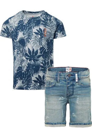 Noppies Kledingset - 2delig - Jongens - Short Laltonplace Medium Blue Wash - Shirt Lodestar Grey Melee