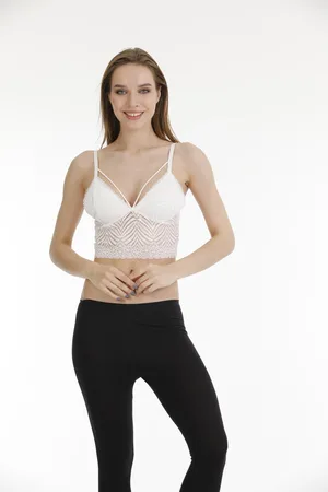 Merkloos AMARANTA-Dames Lace Bralette Met Floral Lace Bra -Verstelbare Schouderband- 75B