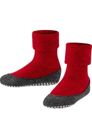 Falke Cosyshoe Teens antislip noppen merino wol huissokken pantoffels kinderen rood