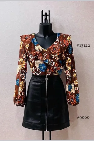 Merkloos Kleurige blouse met bloemen - one size