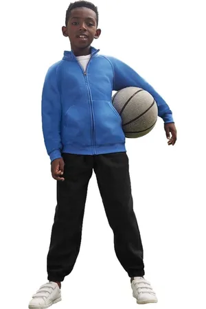 Fruit Of The Loom Joggingbroek/sportbroek voor kinderen - Sweatpants/trainingsbroek - Zwarte kinder kleding huisbroeken 122/128