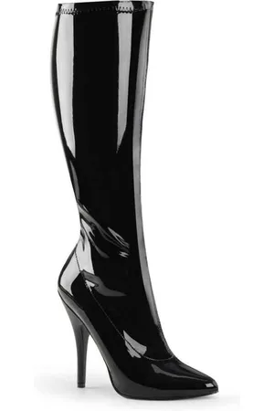Pleaser EU 45 = US 14 | SEDUCE-2000 | 5 Plain Stretch Knee Boot, Side Zip