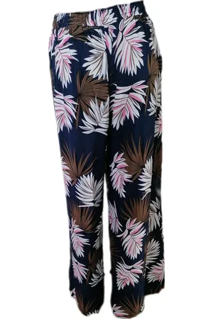 Merkloos Dames - Zomerbroek - Broek - Yoga Broek - Strand broek - Dames - Wide Leg - Comfort - Elastische Band - Kleur /Bruin/Wit/Rose