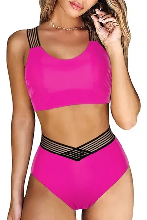 Merkloos Hoge taille bikini set - Uitgehold - Sexy transparante banden - Badpak - Badkleding - Zwemmen - Zomer - Vakantie