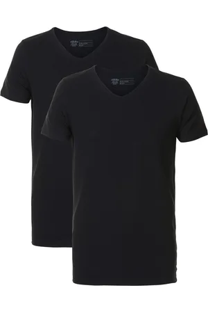 Petrol Industries Heren 2-pack Basic T-shirts V-Hals - Zwart