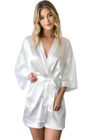 Merkloos Moondrops - Kimono dames - 100% Satijn - Badjas - L/XL - Pyjama dames - cadeau voor vrouw