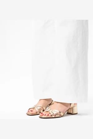No Stress Dames - Gouden leren sandalen met hak