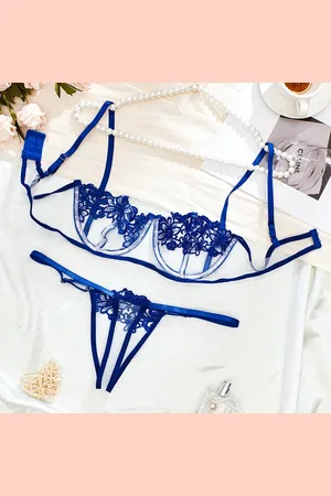 Merkloos Sexy Roze Lace Bra Sets – Lingerie voor Vrouwen met Borduursels en Mesh – Perfecte Pasvorm, Ademend en Comfortabel