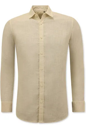 Enos Linnen Overhemd Heren - Regular Fit - Casual Linnen Blouse Heren - Linnen Shirt Heren Blanco