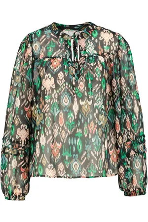 Garcia Dames All over print Blouse Zwart Long mouw