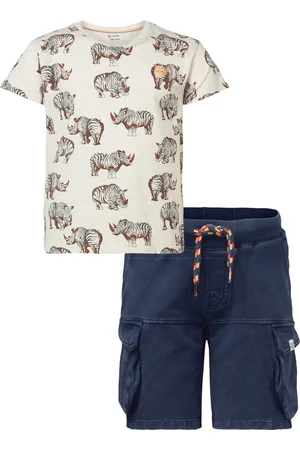 Noppies Kledingset - 2delig - Jongens - Short Ghazipur Naval Academy - Shirt Romney Oatmeal met neushoorns