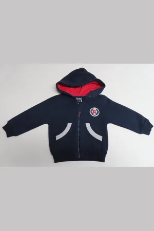 Merkloos Gilet - Jongens - Marine met grijst - Warme sweat - 6 maand 68