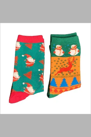 Merkloos Kerst cadeau set – 2 paar kerstsokken – Volwassen en kinderen vanaf mt 36