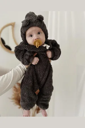 Merkloos Teddy Romper Long 9-12 - romper - teddy - rompers - rompertje - cadeau - baby born kleertjes - baby born - rompertjes baby - baby pakje - teddy romper - baby kleding meisje - baby kleding jongens - baby kleding unisex - Romper lange mouw