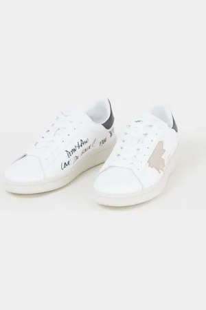 Dsquared2 Boxer sneaker van kalfsleer met suède detail - Wit