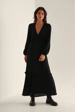 NA-KD Maxi-jurk met ballonmouwen en ruches