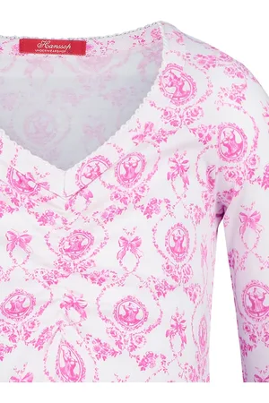Hanssop Exclusief Luxueus Kinder nachtkleding Luxe mooi zacht roze Girly Nachthemd van met verfijnde rand details en luxe mouw verwerking, Meisjes nachthemd, roze bloem print, maat 104