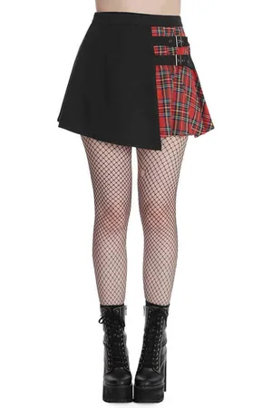 Banned Retro Tavish Tartan Rok - XS - /Rood