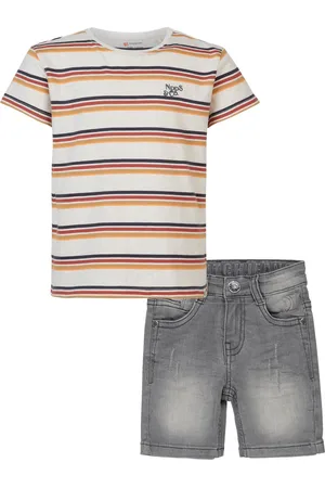 Noppies Koko Noko - Kledingset - 2delig - Short jeans - Shirt Rowley Oatmeal Melange