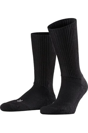 Falke Walkie Ergo ademend hoge kwaliteit verwarmend thermo met elastiek warme dikke trekking hoog lang Merinowol Zwart Unisex sokken
