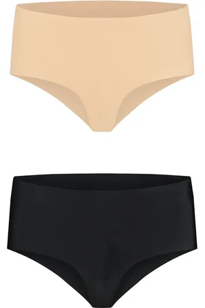 Bye Bra Onzichtbare Slip Slipje, Hoge Taille, Naadloze Bikini, Geen Stiksels, Geen Panty Lijn, Gladde Randen, 2 Kleurenpakket, Beige En Zwart, L