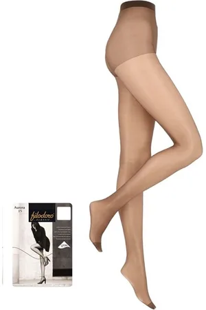 Filodoro Extra fijne sterke panty in lycra 15 DEN Cappuccino Moka kleur met kruisje