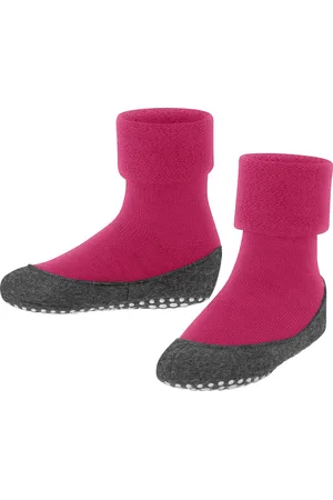 Falke Cosyshoe Teens antislip noppen merinowol huissokken pantoffels kinderen purper