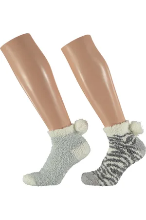 Apollo Dames bedsokken/huissokken anti-slip 2-pack /antraciet one size