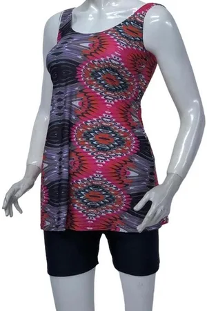 Merkloos Tankini 2 delig- Badpakjurk met korte legging- Badkleding Strandkleding Zwemkleding- Zwemjurk 750-