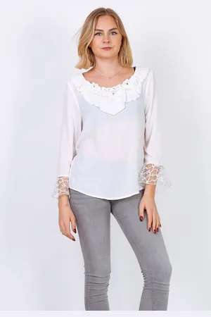 Merkloos Beeldige blouse met steentjes en vlindermouw - - maat L/XL