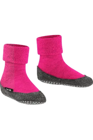 Falke Cosyshoe Teens antislip noppen merino wol huissokken pantoffels kinderen roze