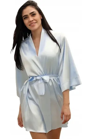 DKaren Brooklyn | mooie satijnen badjas | baby blue | L