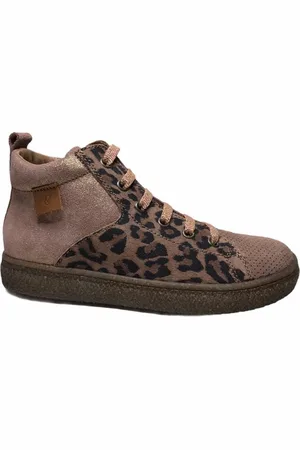 Naturino Rits veter bling bling lederen hoge sneakers Alder roze leopard mt 23