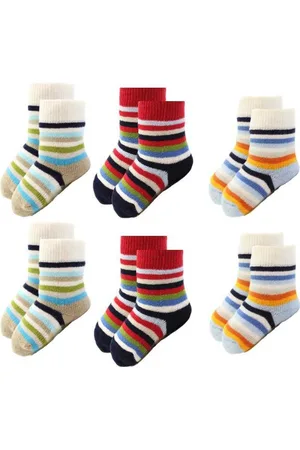Merkloos 6 paar Jongens Babysokken - Anti-slip - Gestreept