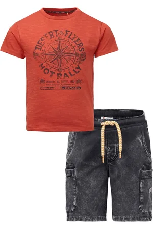 Noppies Kledingset - 2delig - Jongens - Short Glan Ebony - Shirt Garden Grove Hot Sauce