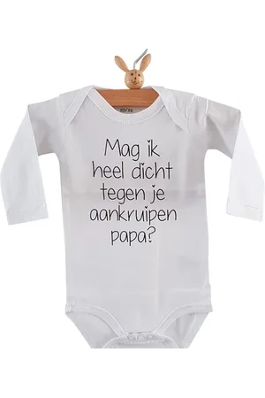Merkloos Baby Rompertje met tekstMag ik heel dicht tegen je aankruipen papa? | Lange mouw | | maat 50/56