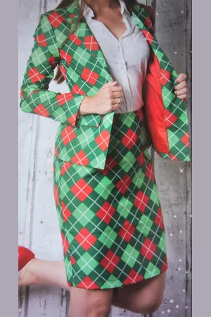 Merkloos Kerst mantelpakje voor Dames - Groen