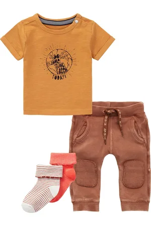 Noppies Kledingset - 2delig - Broek Reao - shirt Hitachi geel - 2p sokjes met print