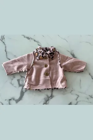 Merkloos Baby meisjes jas imitatiebont panterprint roze 100% Polyester (2 kanten draagbaar) verkrijgbaar in de maten 56 t/m 86