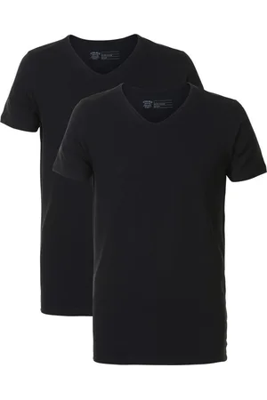 Petrol Industries Heren 2-pack Basic T-shirts V-Hals - Zwart
