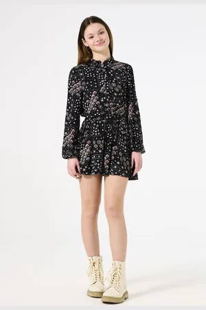 Garcia Meisjes All over print Blouse Zwart Long mouw