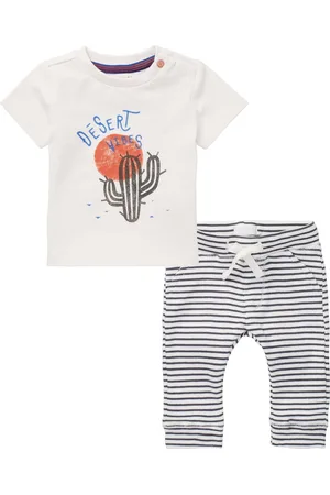 Noppies Kledingset - 2delig - broek gestreept - shirt sand met print