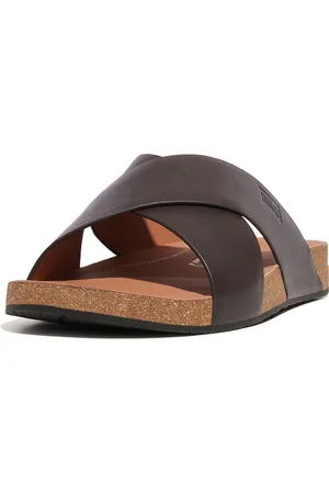 FitFlop Iqushion Leather Cross Slippers EU 44 Man
