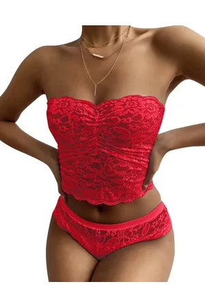 Merkloos Elegante Lingerie set strapless deluxe - Elastische top en slip - Sexy figuurtjes - Semi-transparant - Aansluitend - Verleidelijk