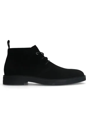 Manfield Heren - Zwarte suède veterboots