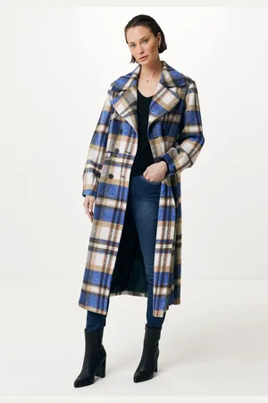 Mexx Geruite Trenchcoat Blue